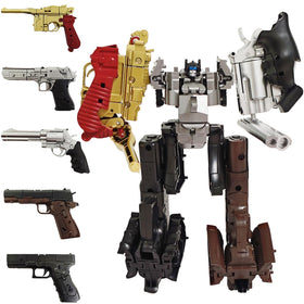 YEIBOBO! mini transforming toy side view highlights durable alloy and plastic construction.