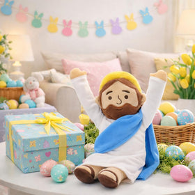 Yelakey lifelike Jesus plush with soft fabric for cozy play and display.