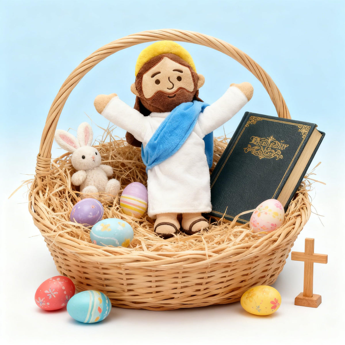 Yelakey surface-washable Jesus plush stays clean after hugs.