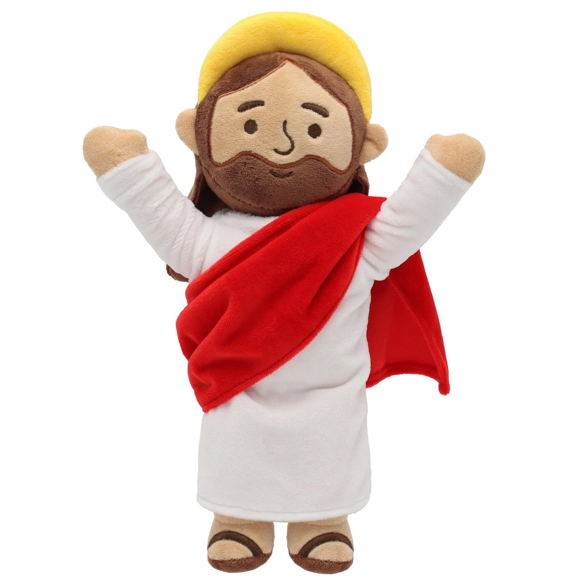 Yelakey 13-inch Jesus plush with brown robe offers soft, comforting hugs.