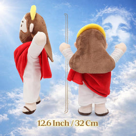 Yelakey Jesus plush in white robe with blue shawl, soft and cozy