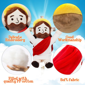 Yelakey Jesus plush in white robe with red shawl, gentle holiday decor