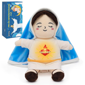 Yelakey breathing plush Virgin Mary doll with lifelike breathing offers soothing bedtime calm.