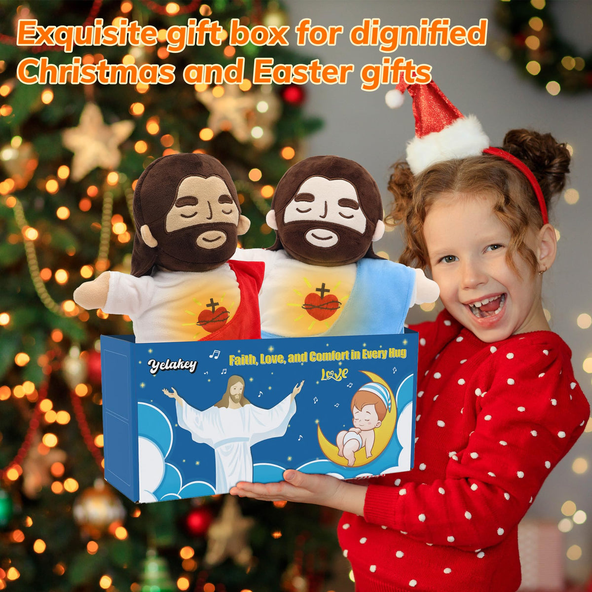 Yelakey comforting Jesus plush helps soothe anxiety with gentle breathing.