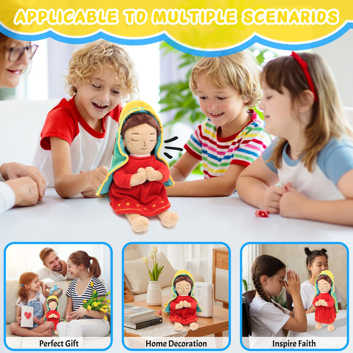 Yelakey Guadalupe plush easy activation by pressing the right hand.