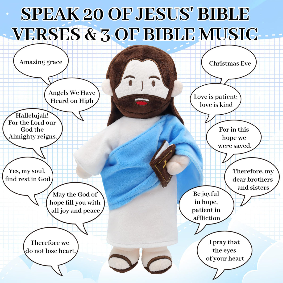 Yelakey Jesus Plush activation by right hand enables interactive storytelling
