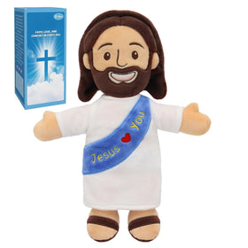Yelakey Jesus Plush blue overview highlights a soft, cuddly gift for kids