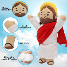 Yelakey Jesus plush in blue shawl adds a serene decor touch.