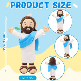Yelakey Jesus plush blue shawl ideal for worship-themed decor.