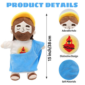 Yelakey Jesus plush breathing sound feature helps children relax at night.