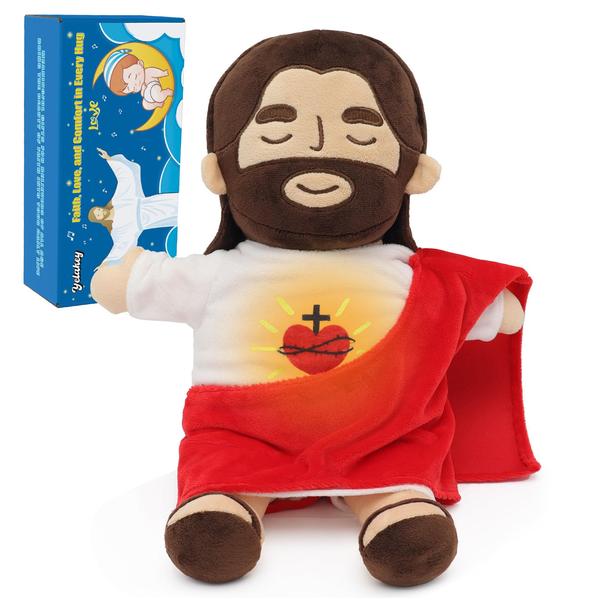 Yelakey Jesus plush breathing motion for comforting cuddles