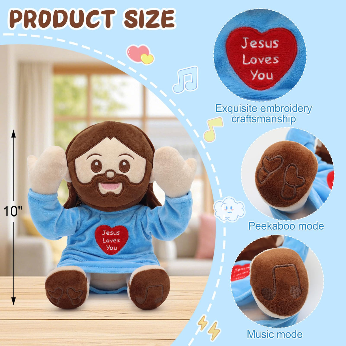 Yelakey Jesus plush features soft cotton for durable travel play