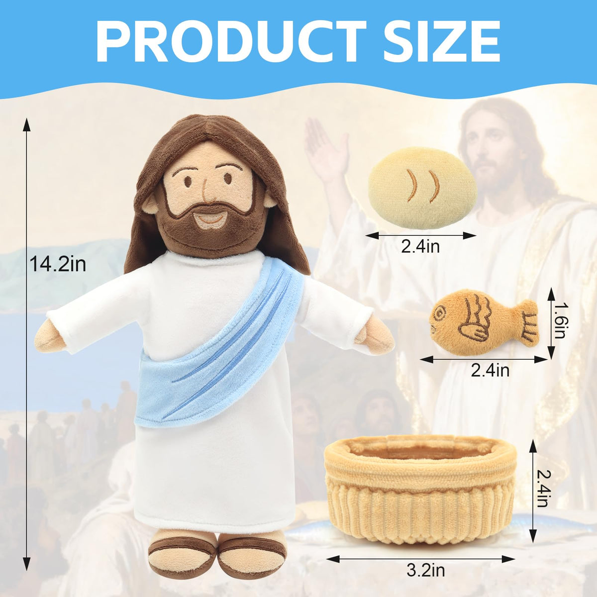 Easter and Christmas display featuring the Yelakey Jesus plush