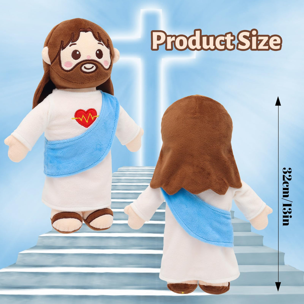 Yelakey Jesus Plush Feet Embroidery features Christian symbols for classroom or church moments.