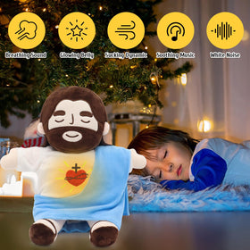 Yelakey Jesus plush breathing offers gentle comfort during prayer or bedtime.