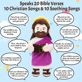 Yelakey Jesus plush halo detail enhances the faith-focused design