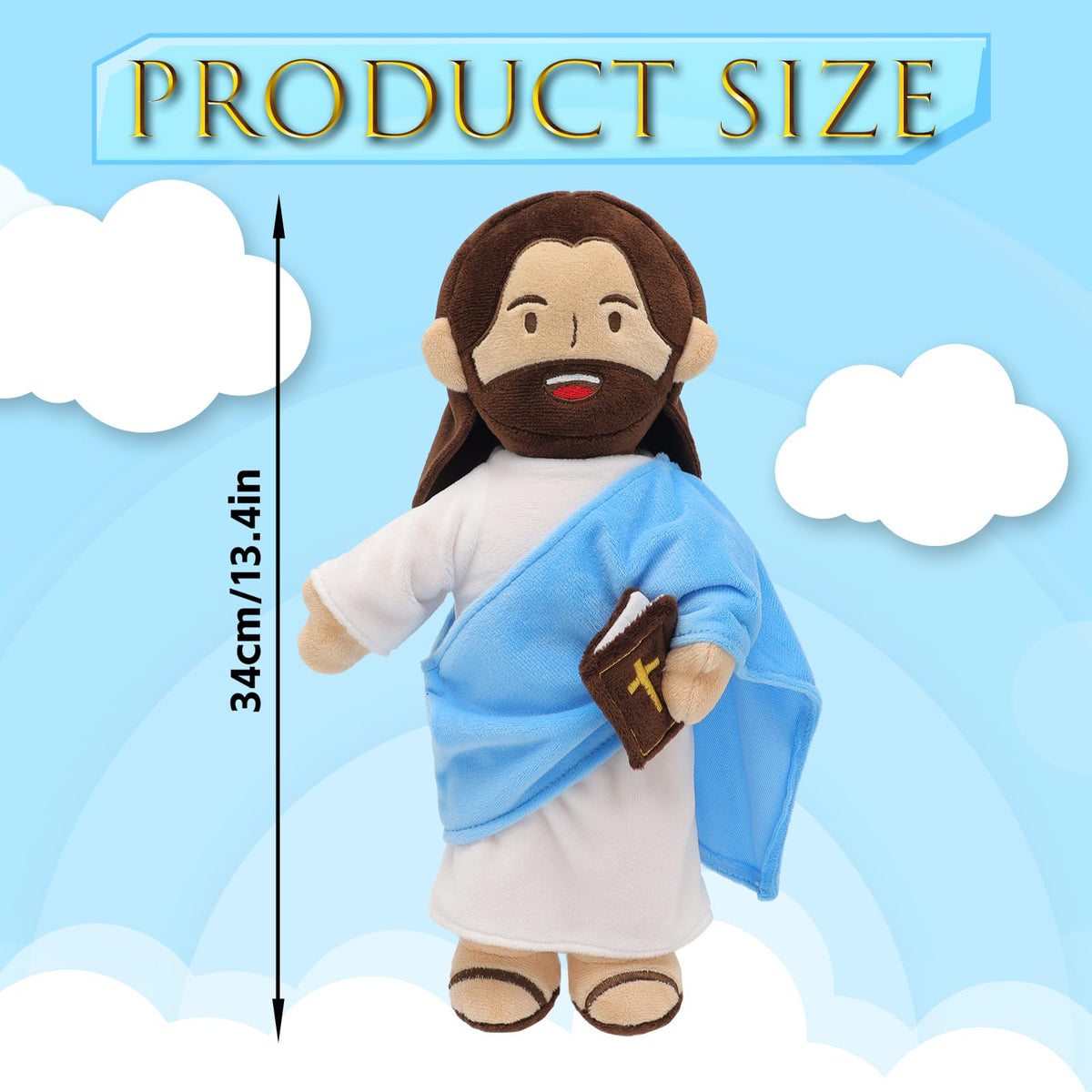 Yelakey Jesus Plush hand-press activates gentle Bible messages.