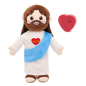 Yelakey Jesus Plush Heartbeat 13-inch offers comforting heartbeat for bedtime and quiet moments.
