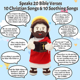 Yelakey Jesus Plush in a bedtime setting ready for a soothing routine