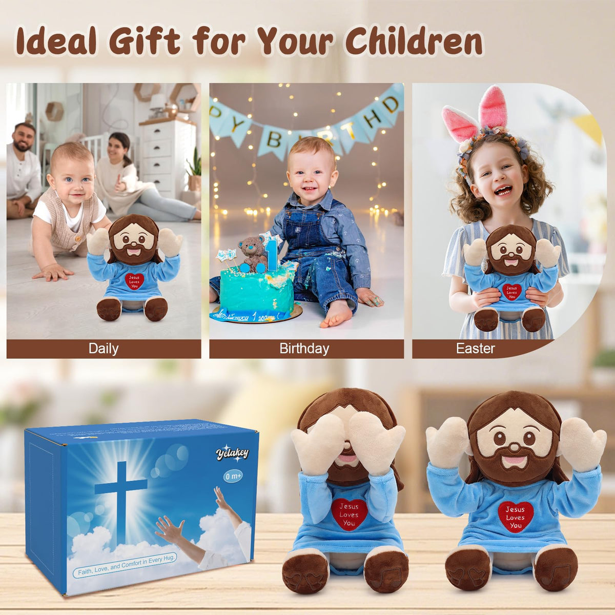 Yelakey Jesus plush supports interactive play and gentle learning