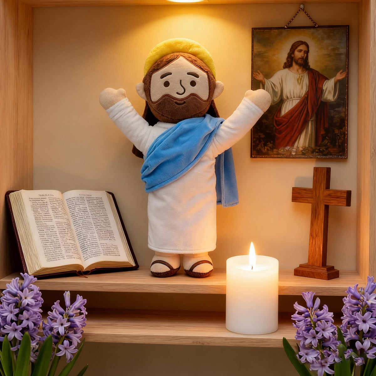 Yelakey Jesus Plush prayer companion, perfect for bedtime prayers
