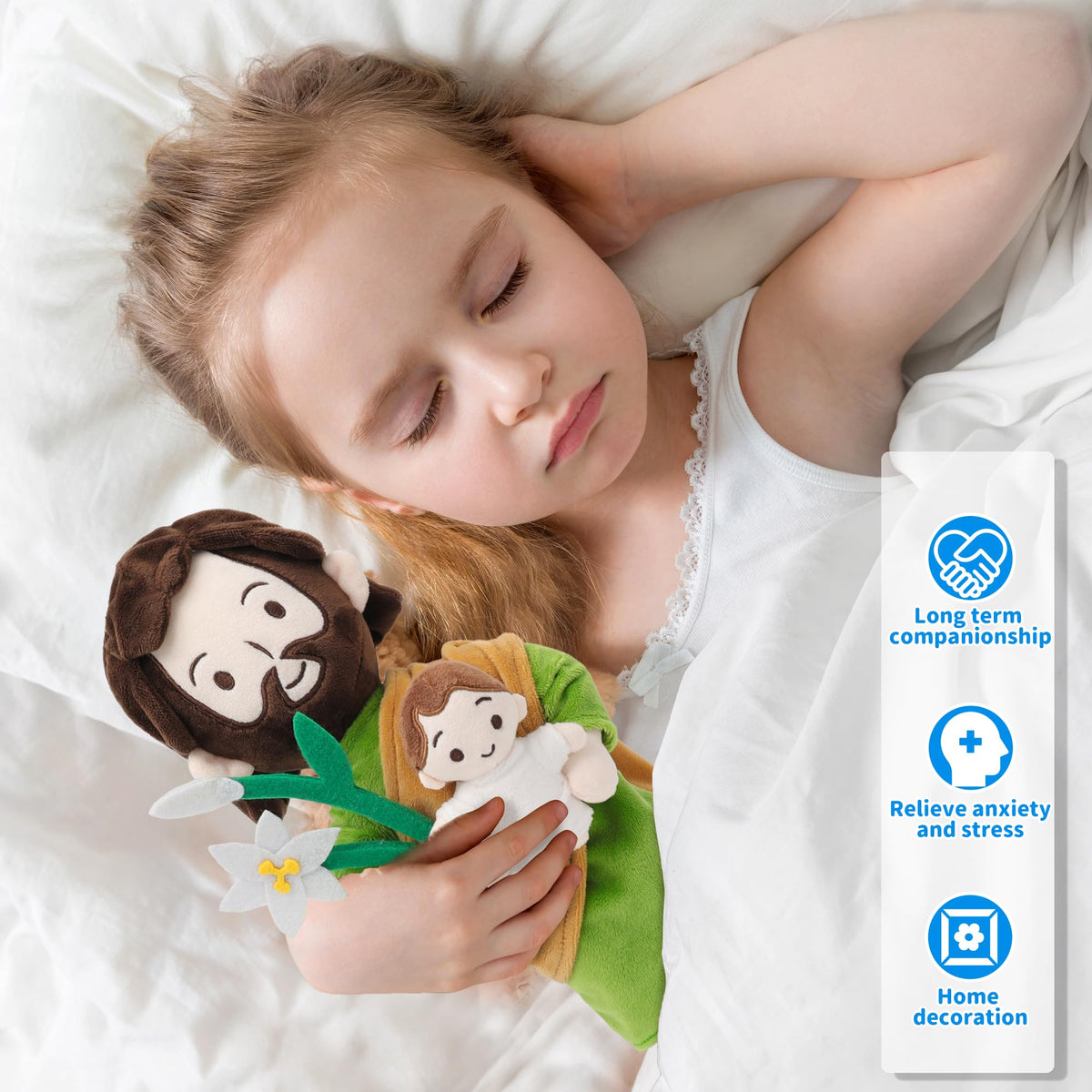 Yelakey Jesus plush close-up highlights inviting soft fabric for comforting cuddles.