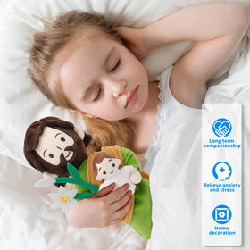 Yelakey Jesus plush close-up highlights inviting soft fabric for comforting cuddles.