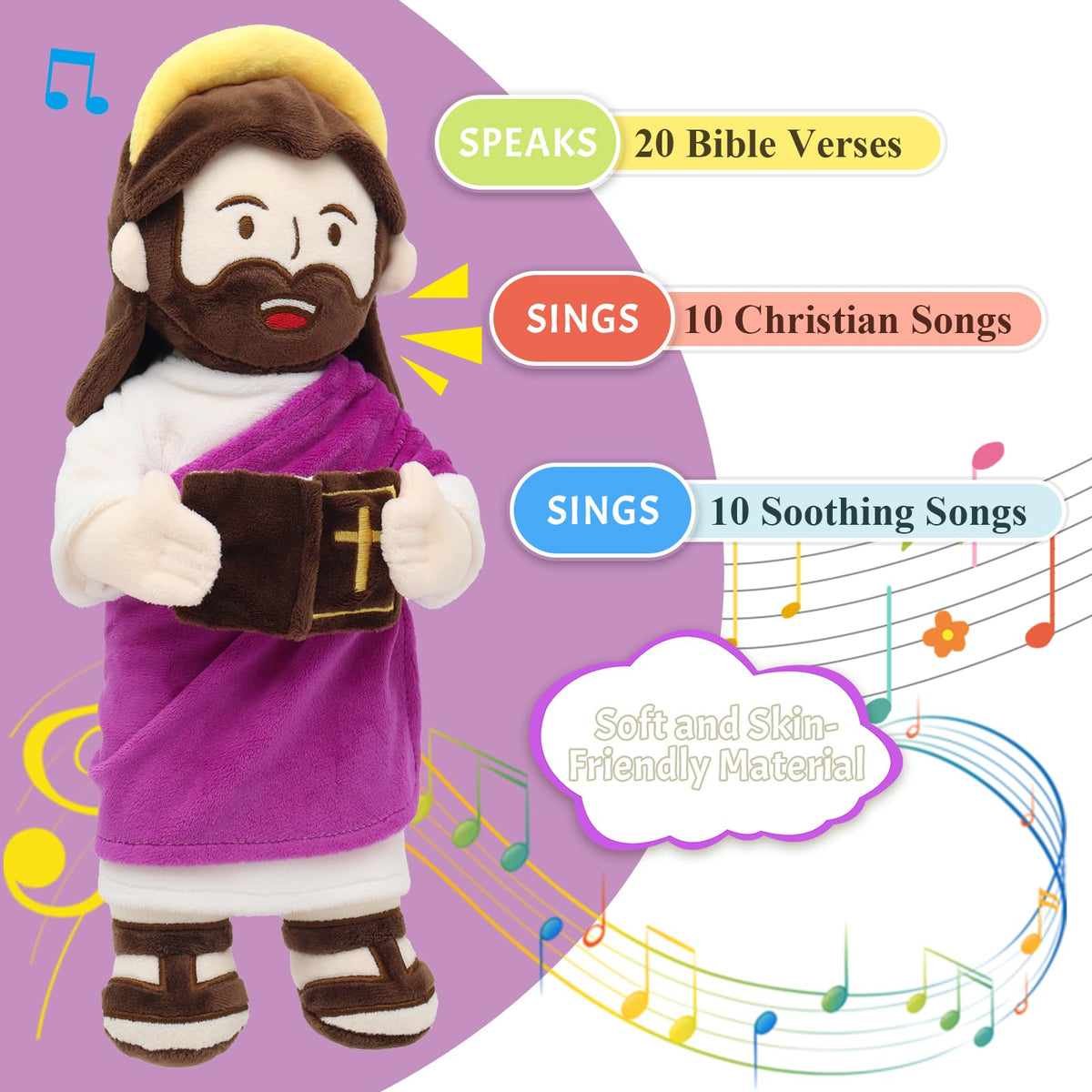 Yelakey Jesus plush soft fabric closeup highlights cozy texture for comfort
