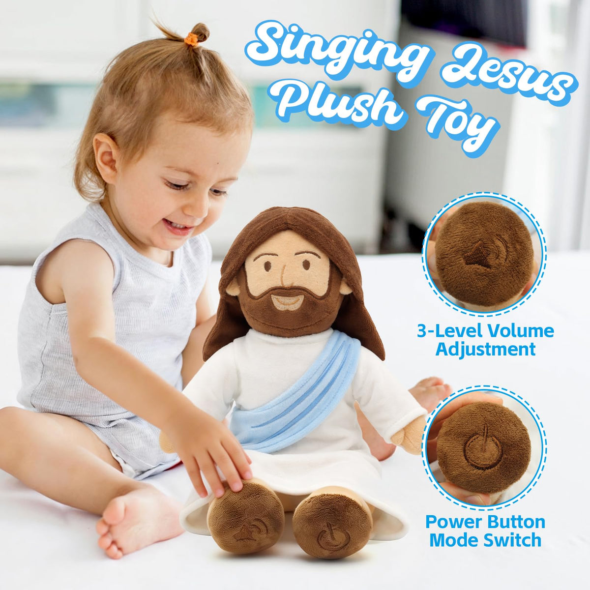 Yelakey Jesus plush close-up of skin-friendly fabric texture