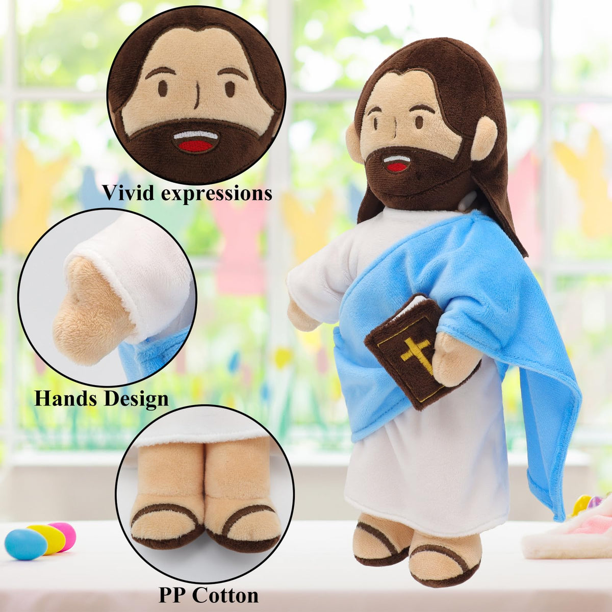 Yelakey Jesus Plush soft fabric provides cozy hugs.