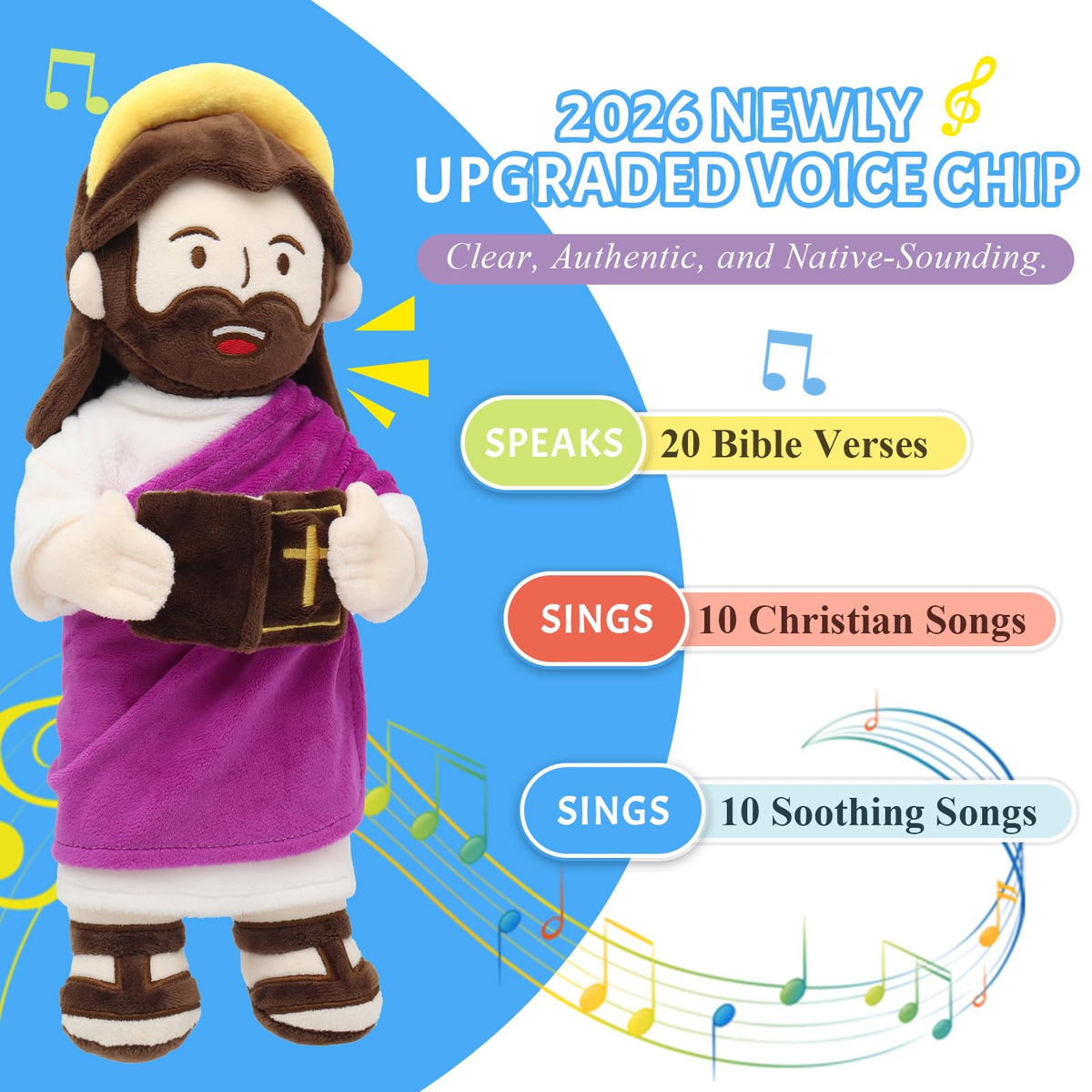 Yelakey Jesus plush talking doll shows verses and songs for engagement
