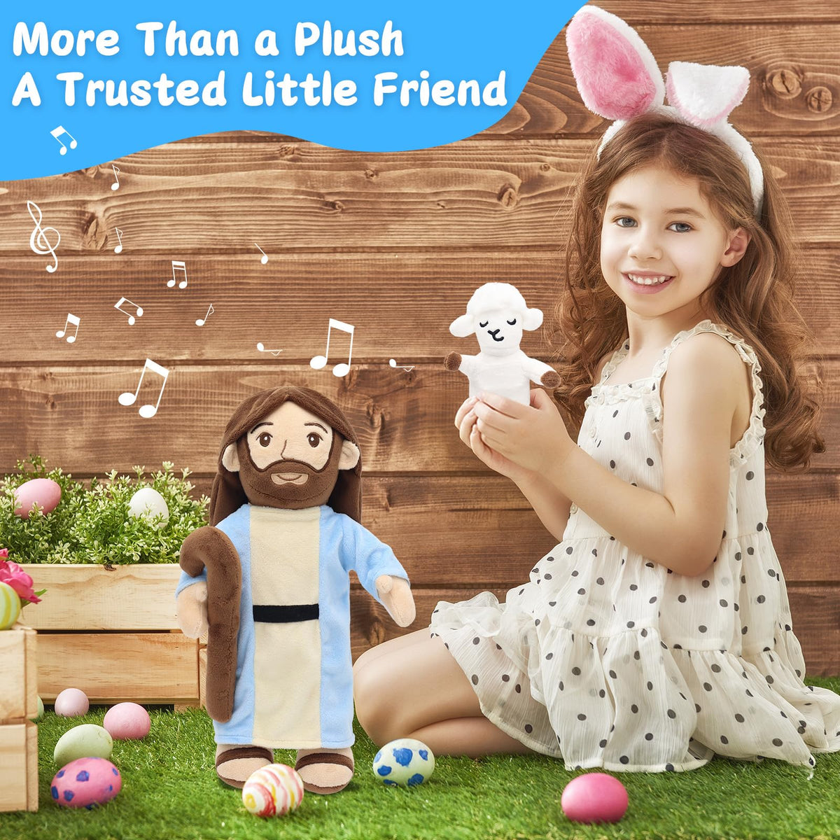 Yelakey Jesus plush with Bible stories and songs audio feature