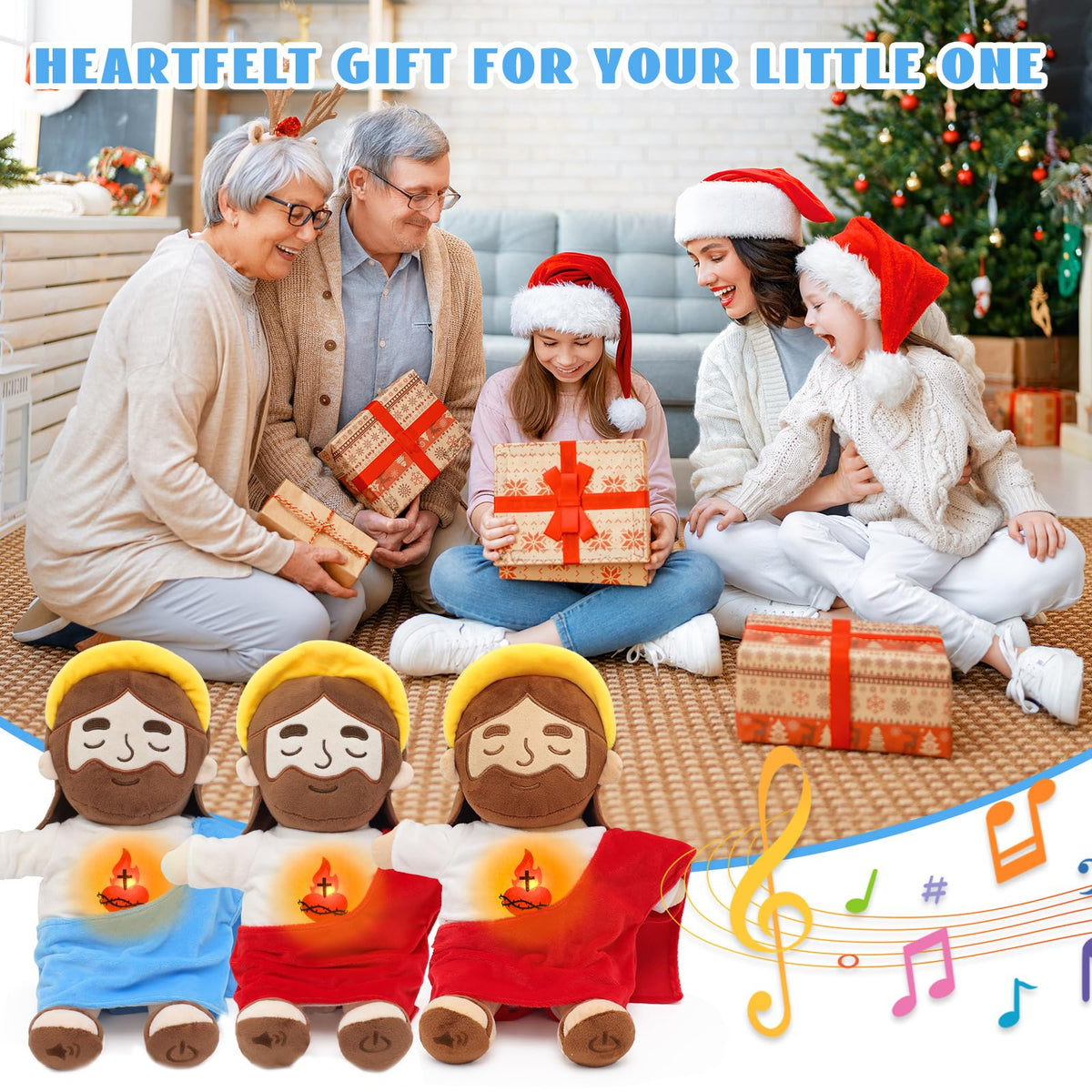 Yelakey Jesus plush volume control on the right foot for easy adjustment.