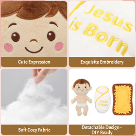 Yelakey soft manger mat, cozy base for Nativity display and family storytelling.