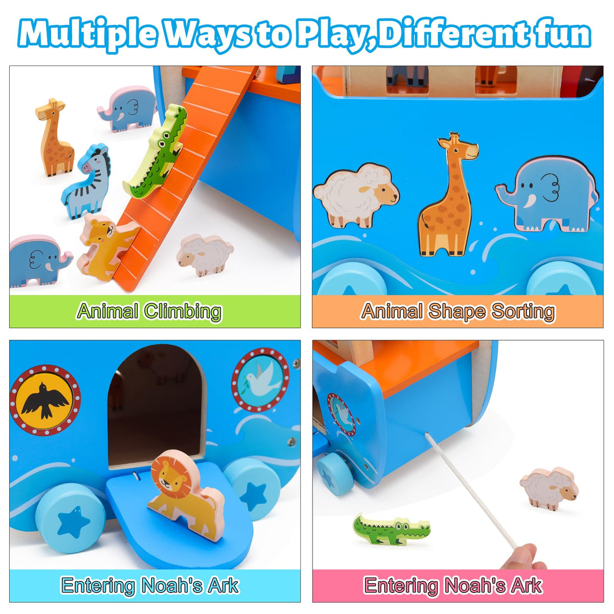 Yelakey Noah's Ark toy elephants pair supports imagination and fine motor coordination.