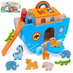 Yelakey Noah's Ark wooden toy with animals for immersive pretend play and learning.