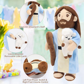 Yelakey soft blue and cream robe Jesus plush emphasizes soothing feel