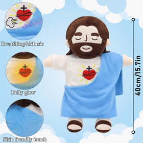 Yelakey soft Jesus stuffed doll with glow and songs for quiet moments.
