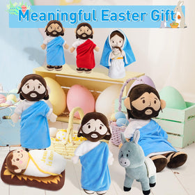 Yelakey soft plush set with manger mat supports early faith education and gentle lessons.
