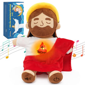 Yelakey Jesus plush with belly light offers gentle bedtime ambiance.