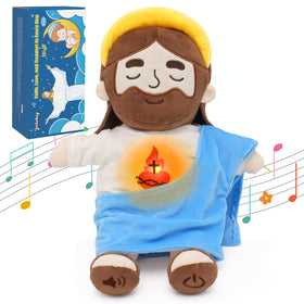 Yelakey soothing Jesus plush with light belly glow for calming bedtime moments.