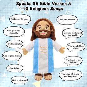 Yelakey Talking Jesus Plush gift-ready packaging for baptisms or Christmas.
