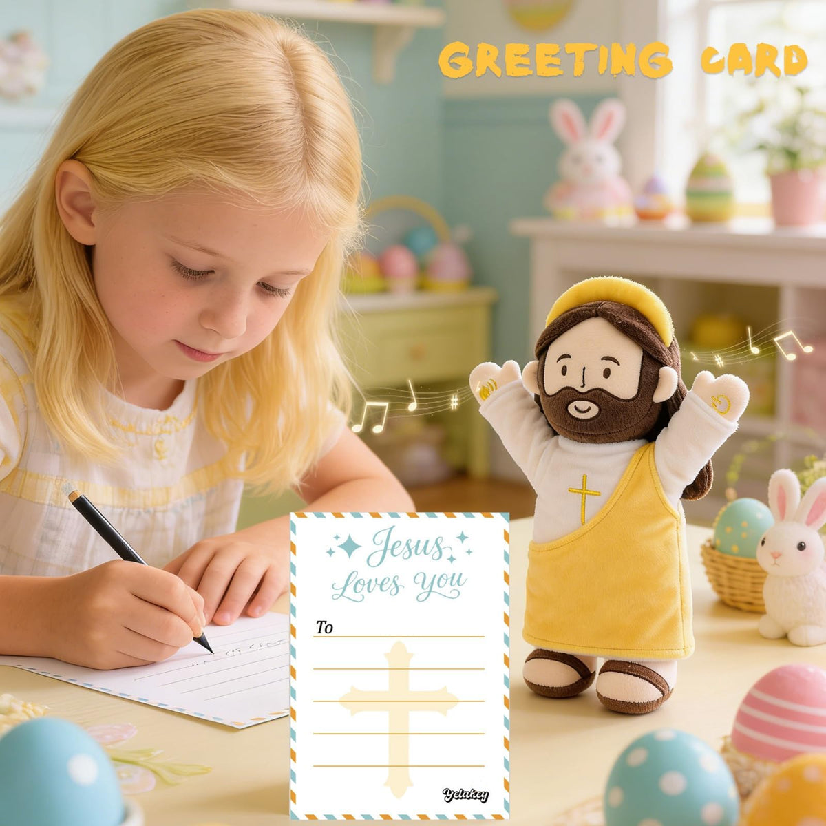 Yelakey Talking Jesus plush presents resurrection story for bedtime moments.