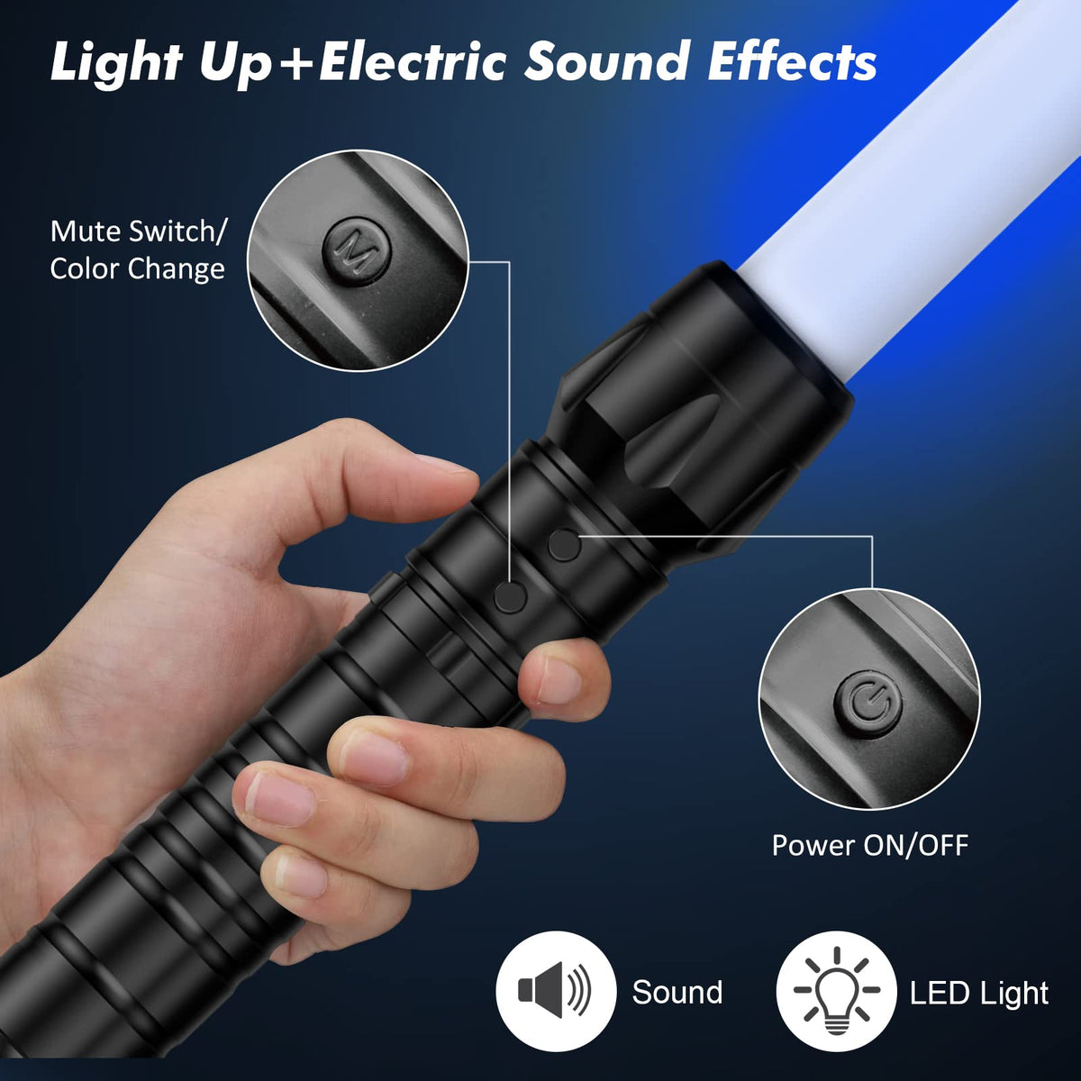 Yellora light sabers connectors enabling double-edged duels at parties.