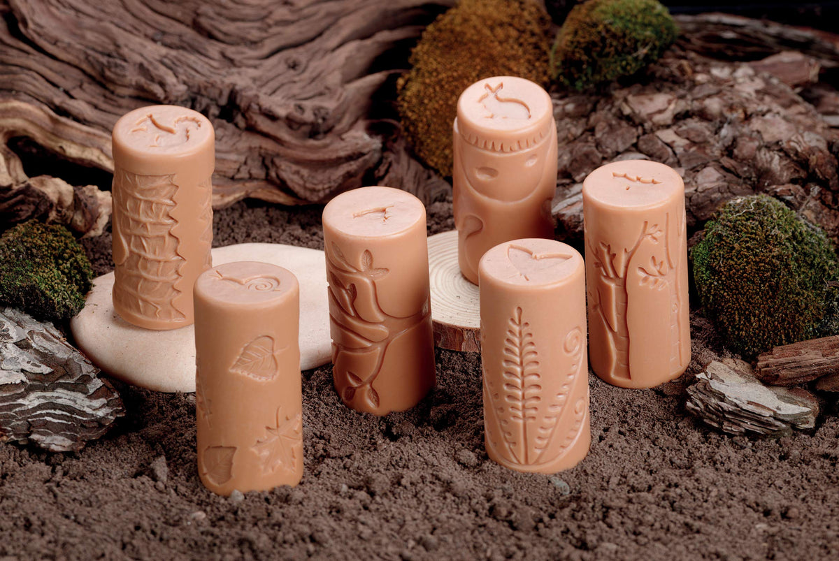 Yellow Door forest friends roller: bat and wood encourages texture exploration and hand strength.