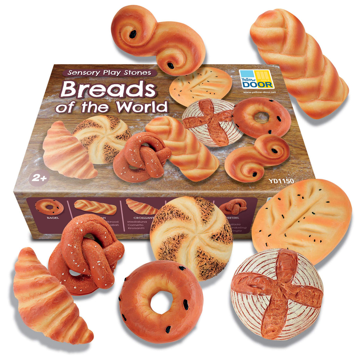Yellow Door sensory play stones bagel – durable bakery play for indoor and outdoor pretend baking