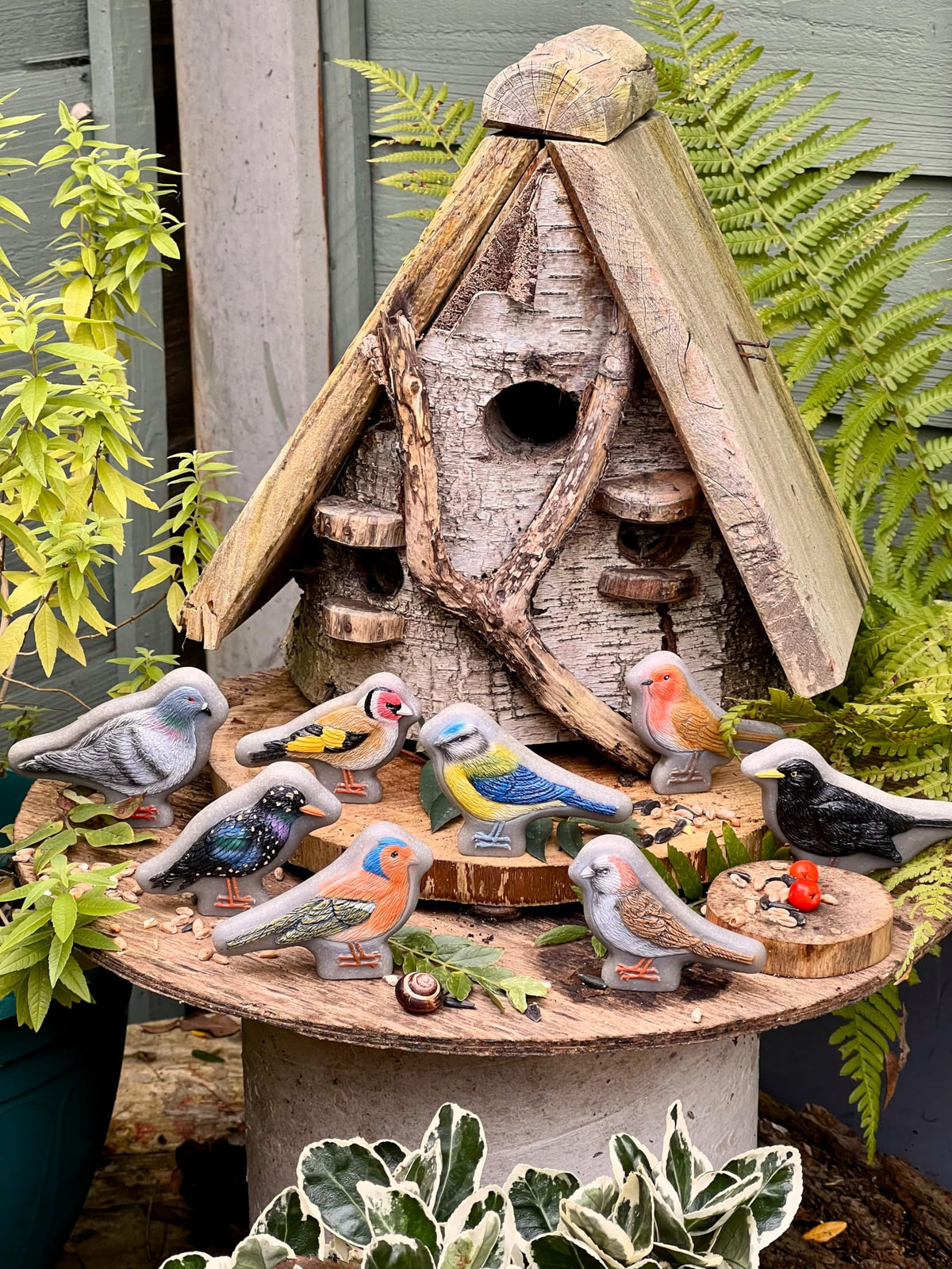 Yellow Door Blue Tit stone offers realistic textures for outdoor sensory play.
