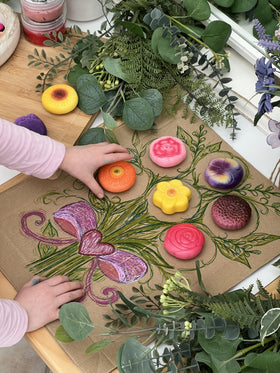 Yellow Door dahlia stone for vibrant texture and imaginative play.