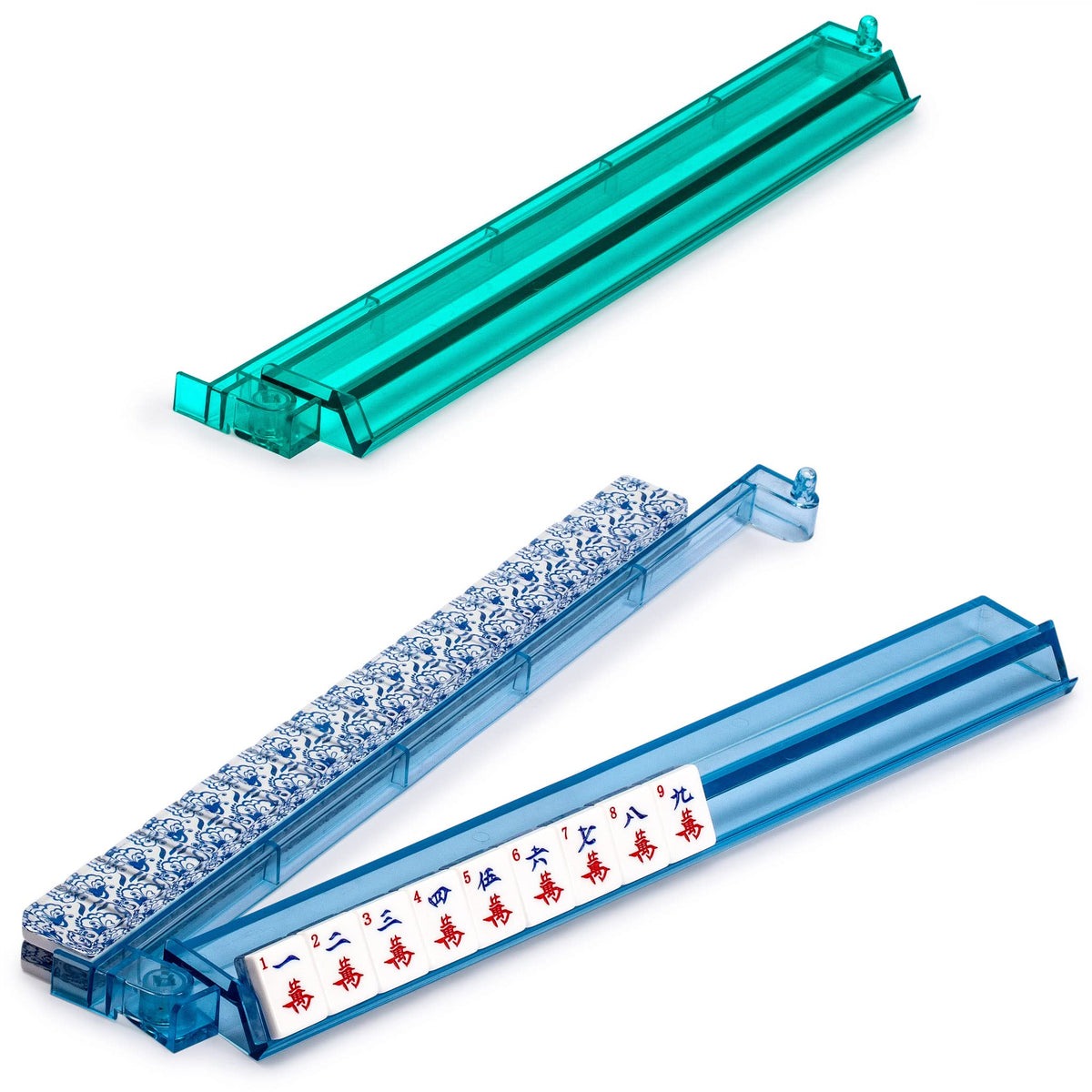 Yellow Mountain Imports pushers attached to acrylic racks for smooth tile draws