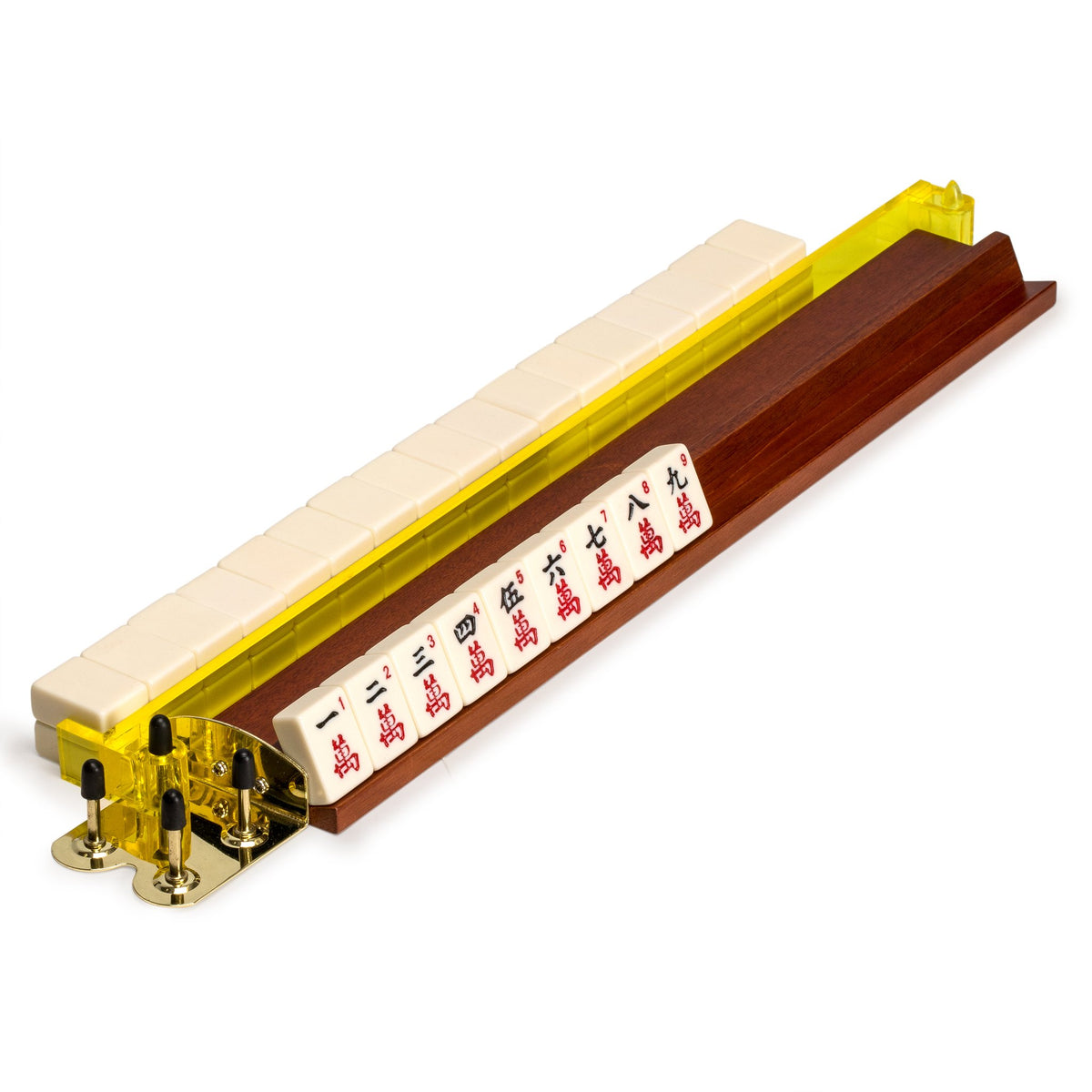 Yellow Mountain Imports yellow mahjong tile pusher for clear rack visibility